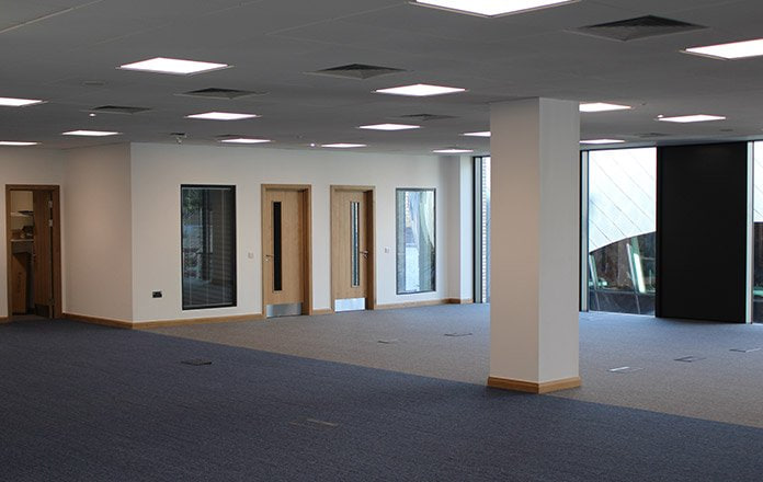 Completed open-plan office floor  -  The Catalyst, Newcastle Helix