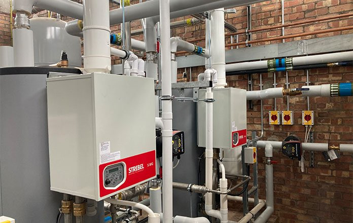 Strebel boiler with press-fit pipework distribution  -  Gosforth Academy