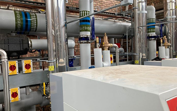 Header manifold and heating circuit distribution  -  Gosforth Academy boilerhouse