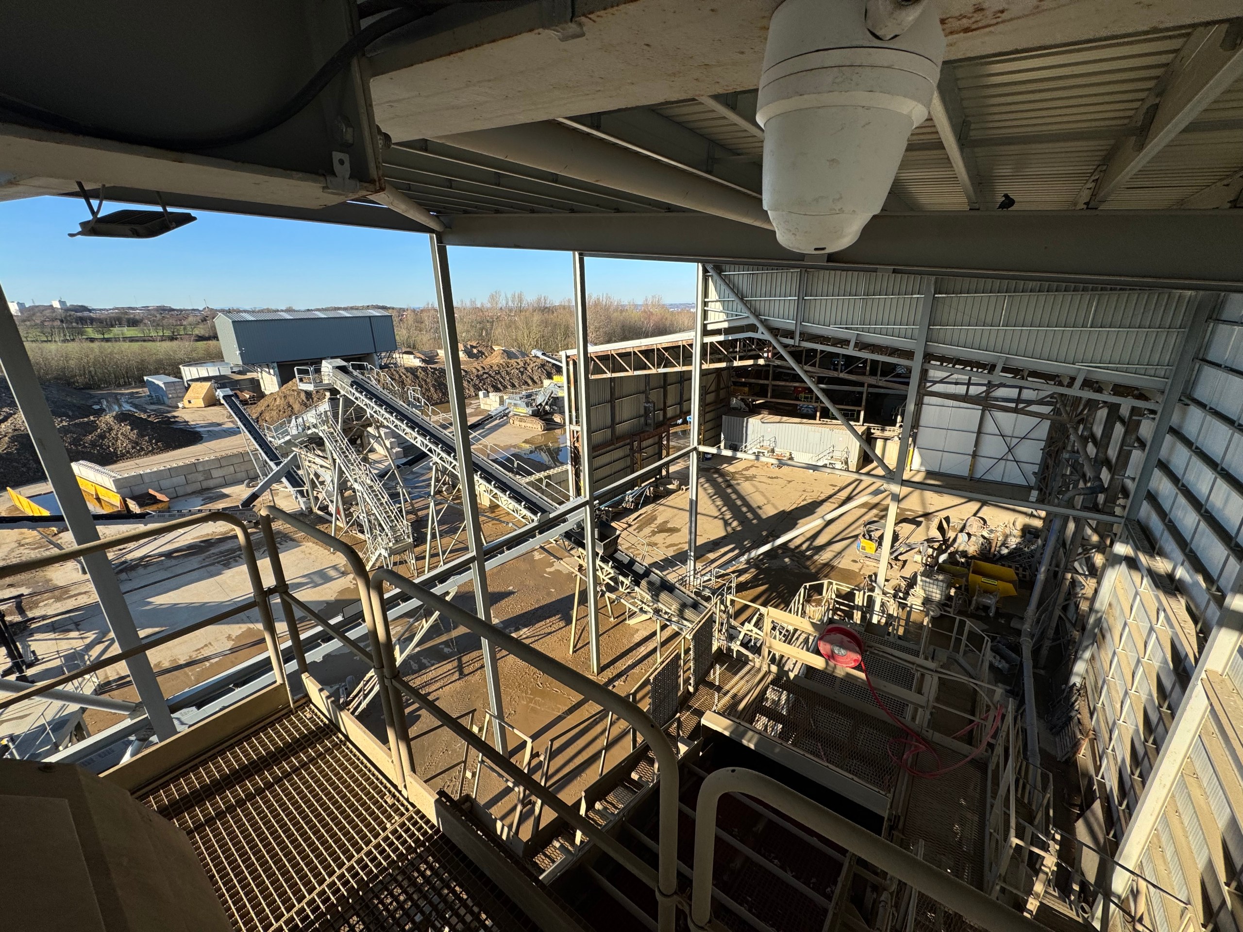 Elevated view of processing facility with PTZ camera coverage  -  Trafford Park